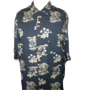 Gorgeous Hawaiian Island Vacation Shirt Luau Tiki Tropical Blue